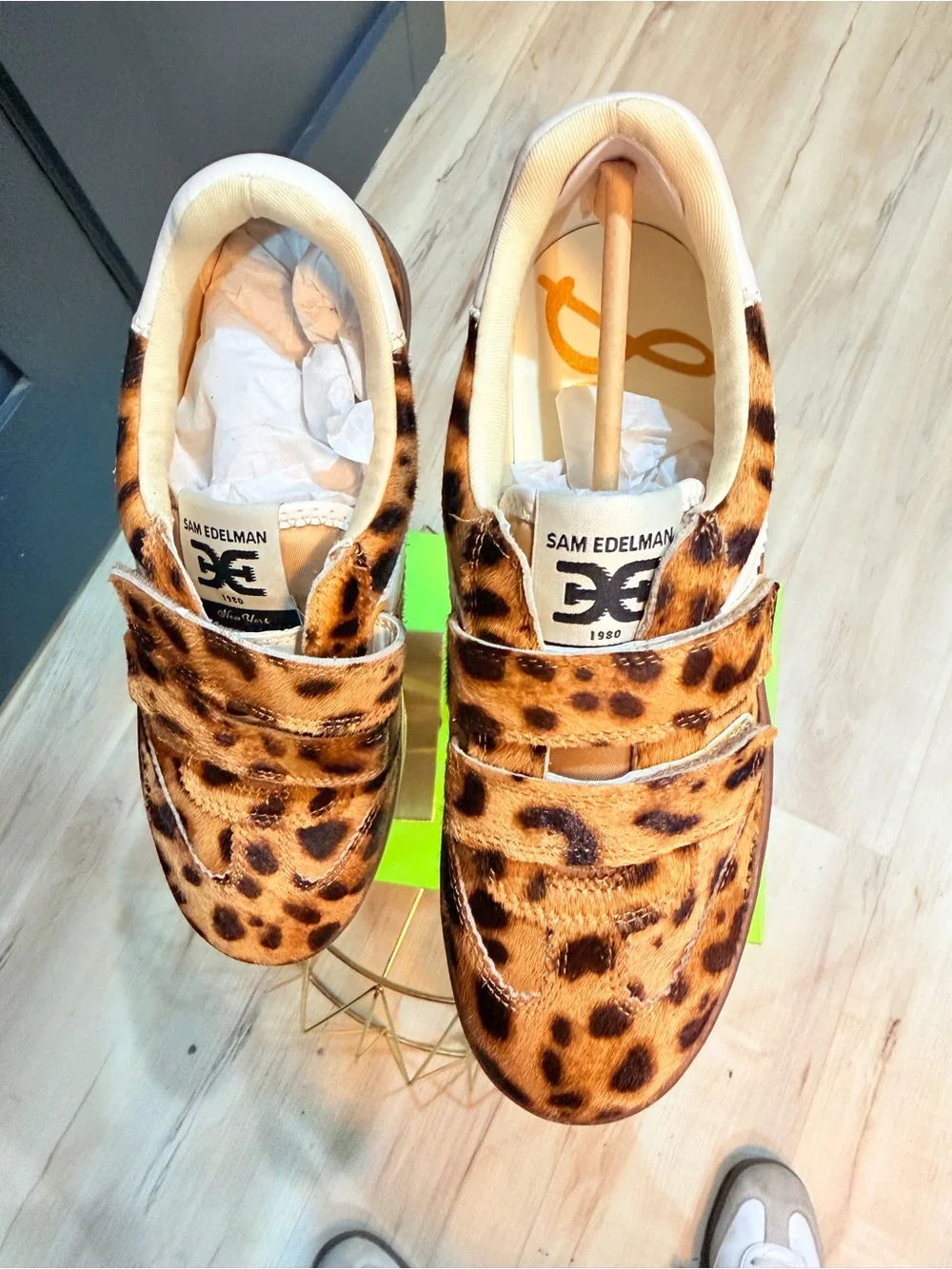 Sam Edelman Talia Leopard Calf Hair Velcro Sneakers